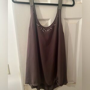 Brown Embellished Tank Top